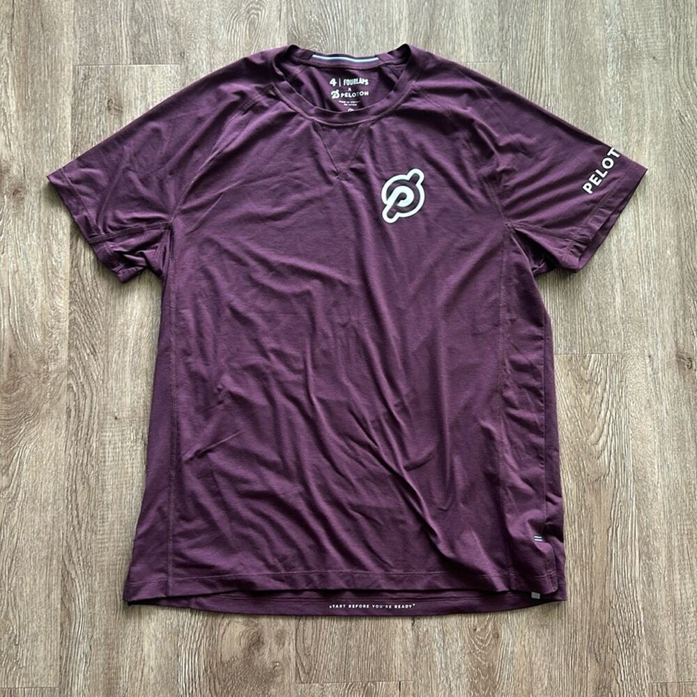 Four Laps X‎ Peloton Level Tech Tee Shirt Maroon Size Large Athletic Workout